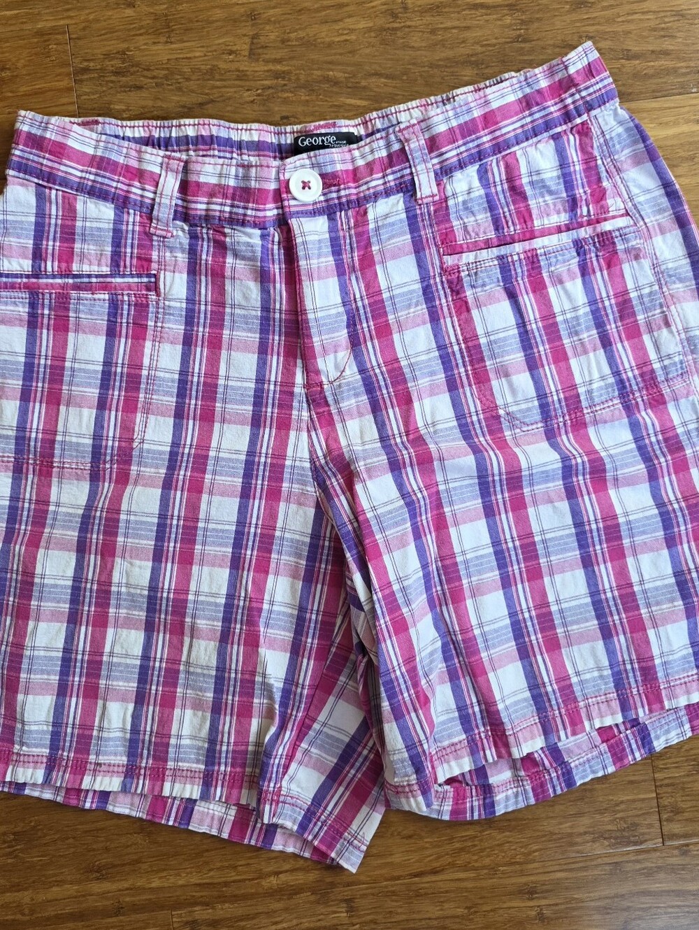GEORGE COLORFUL PLAID PREPPY Y2K BERMUDA SHORTS, SIZE 8